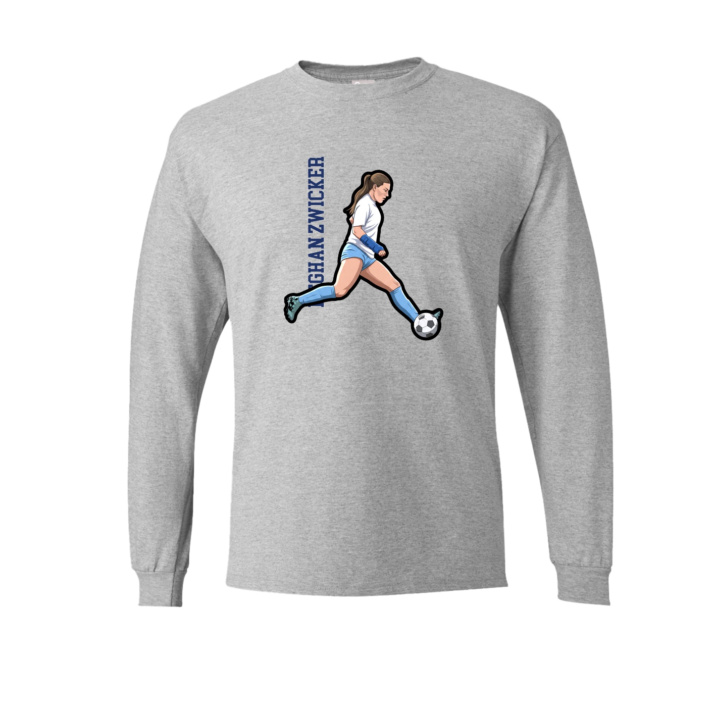 Long Sleeve Tee — Name Vertical in Grey