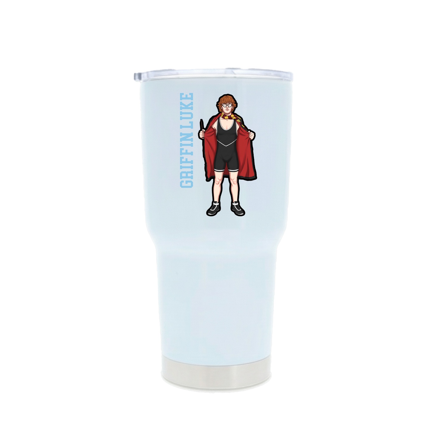 30oz Stainless Steel Tumbler — Name Vertical in White