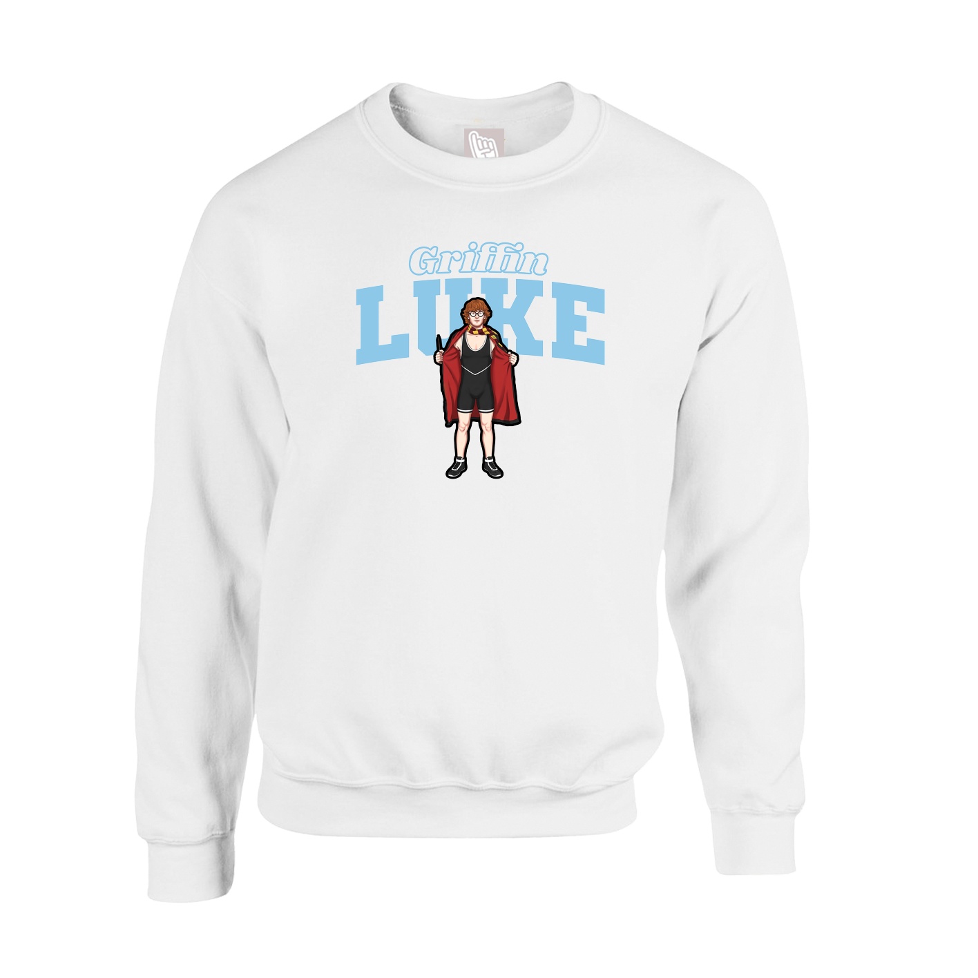 Fleece Crew — Name Arch in White