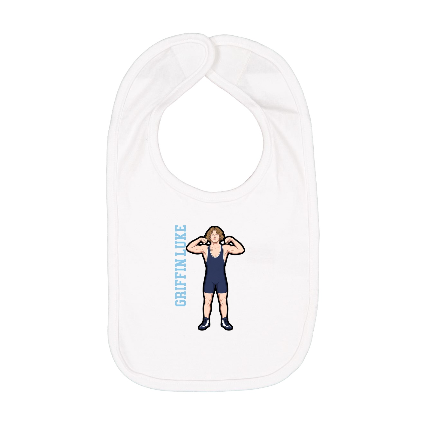 Infant Bib — Name Vertical in White