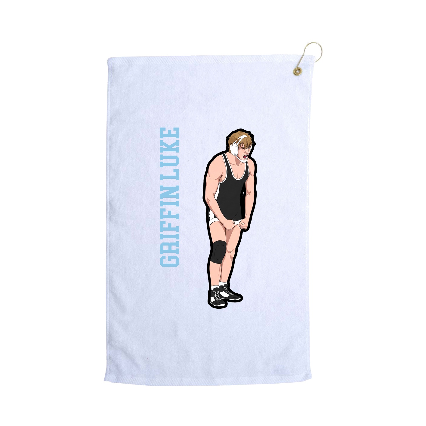Golf Towel — Name Vertical in White