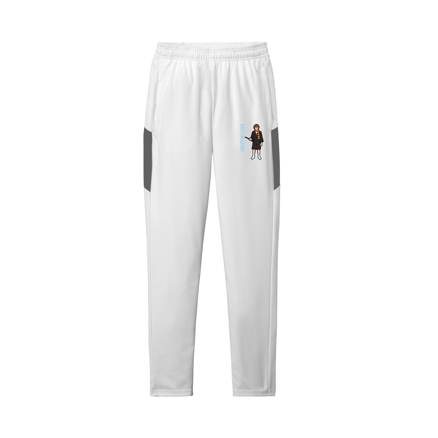 Team Travel Pant — Name Vertical in White/Grey