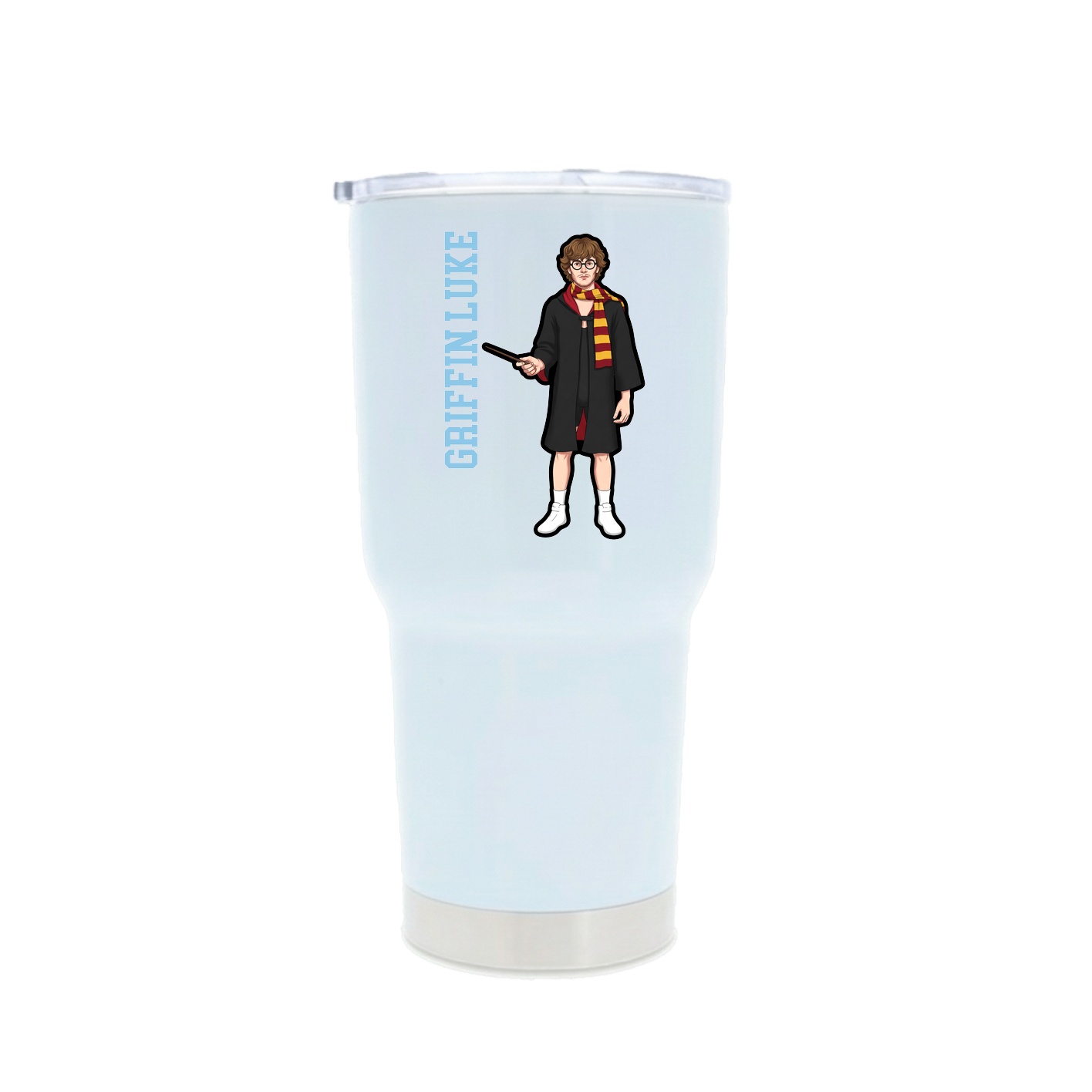 30oz Stainless Steel Tumbler — Name Vertical in White