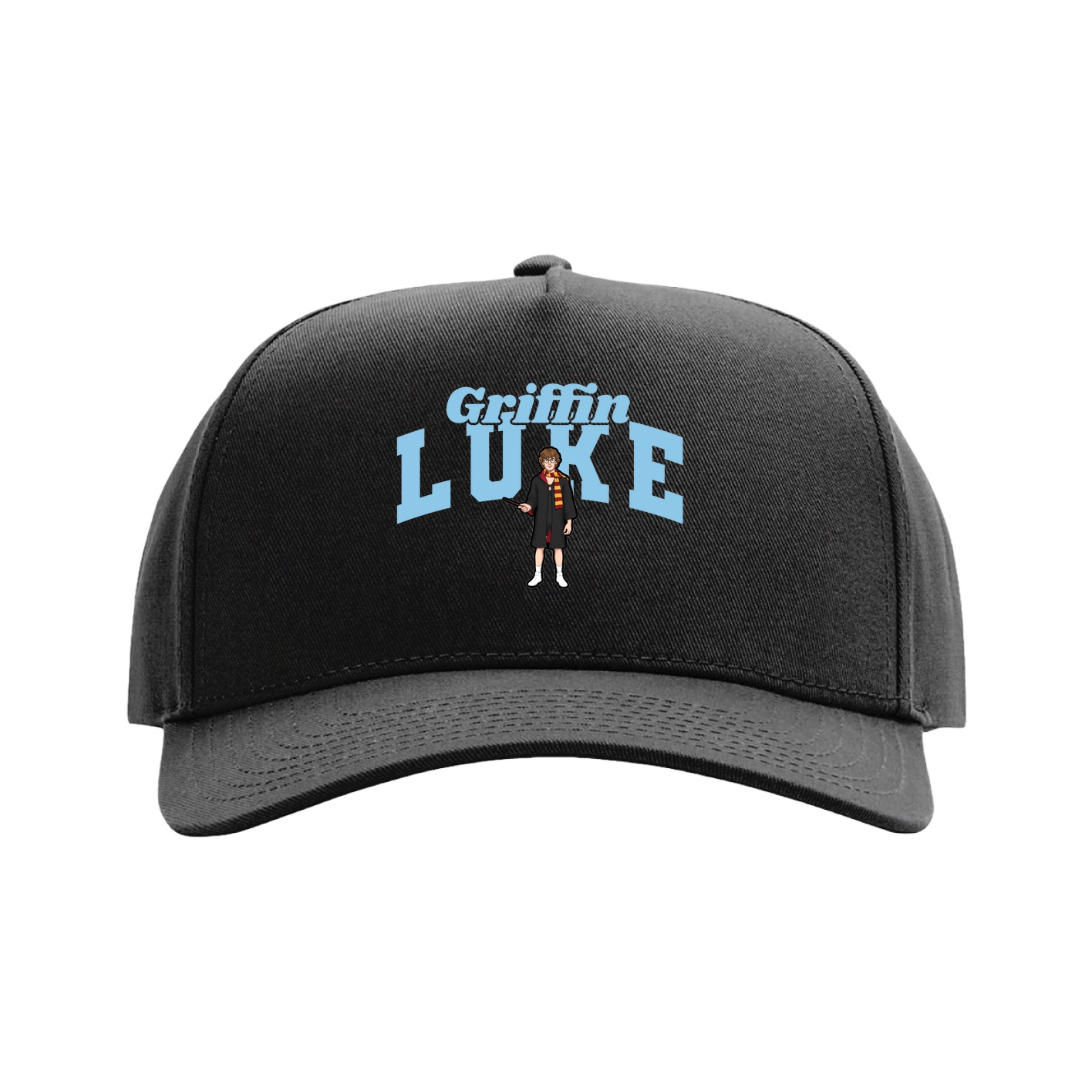 Full Fabric Five-Panel Champ Cap — Signature Arch in Black