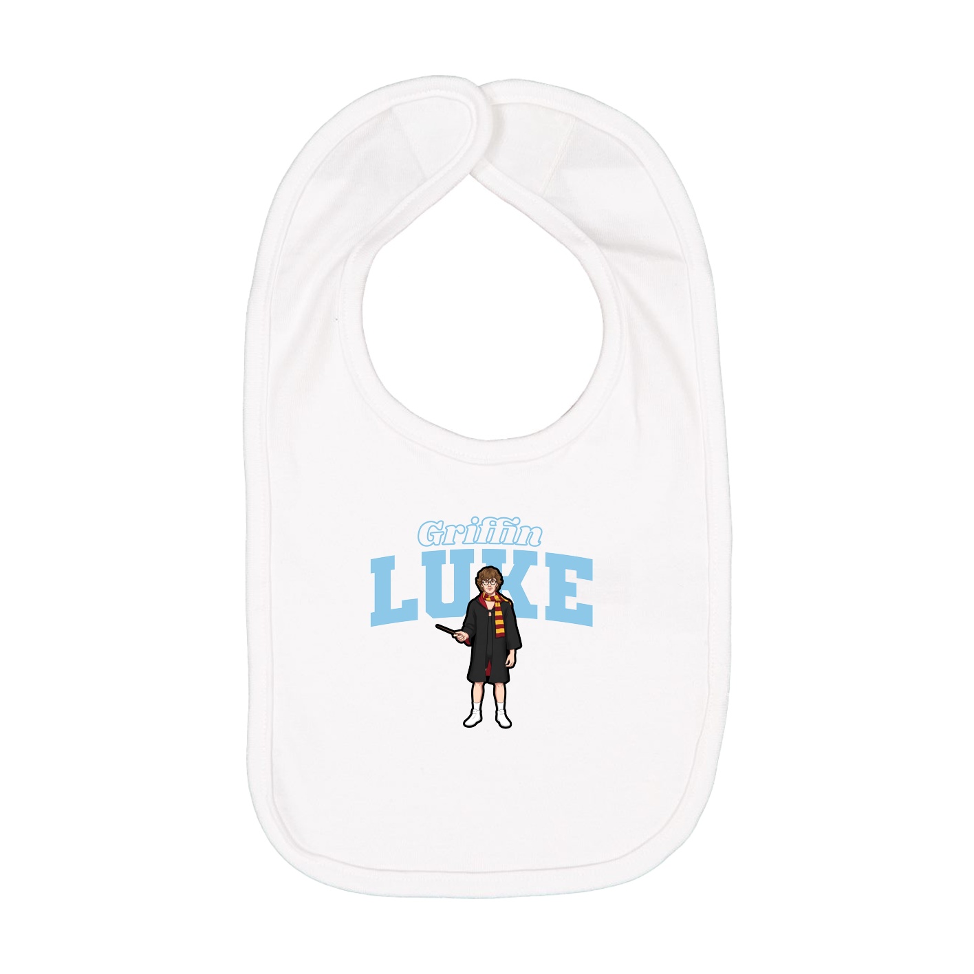 Infant Bib — Name Arch in White
