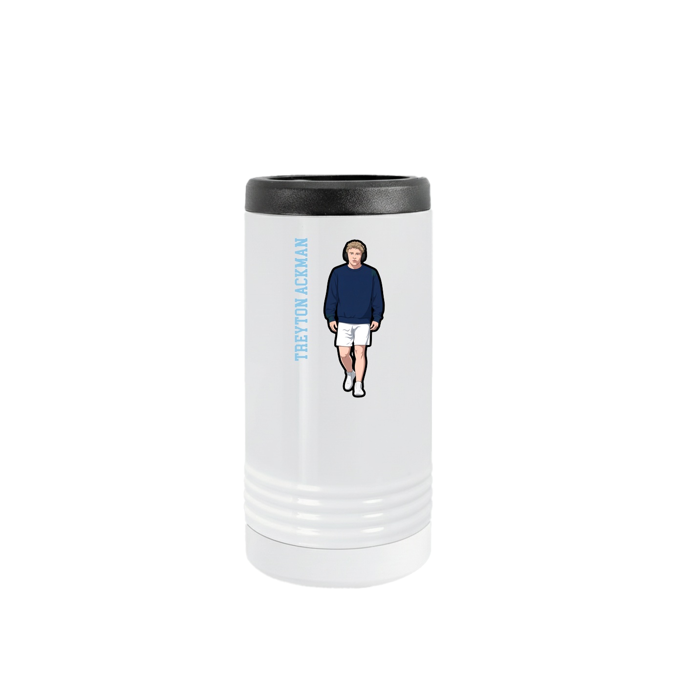 Slim Beverage Holder — Name Vertical in White