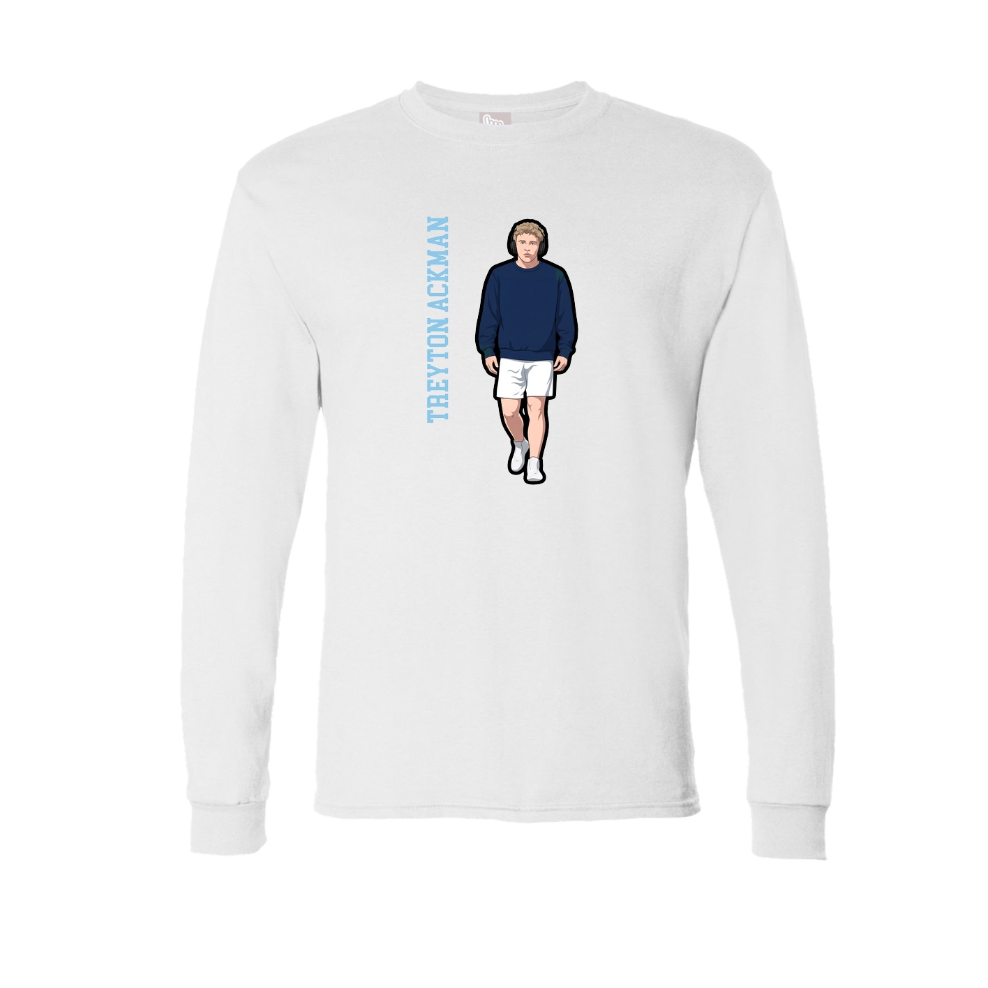 Long Sleeve Tee — Name Vertical in White