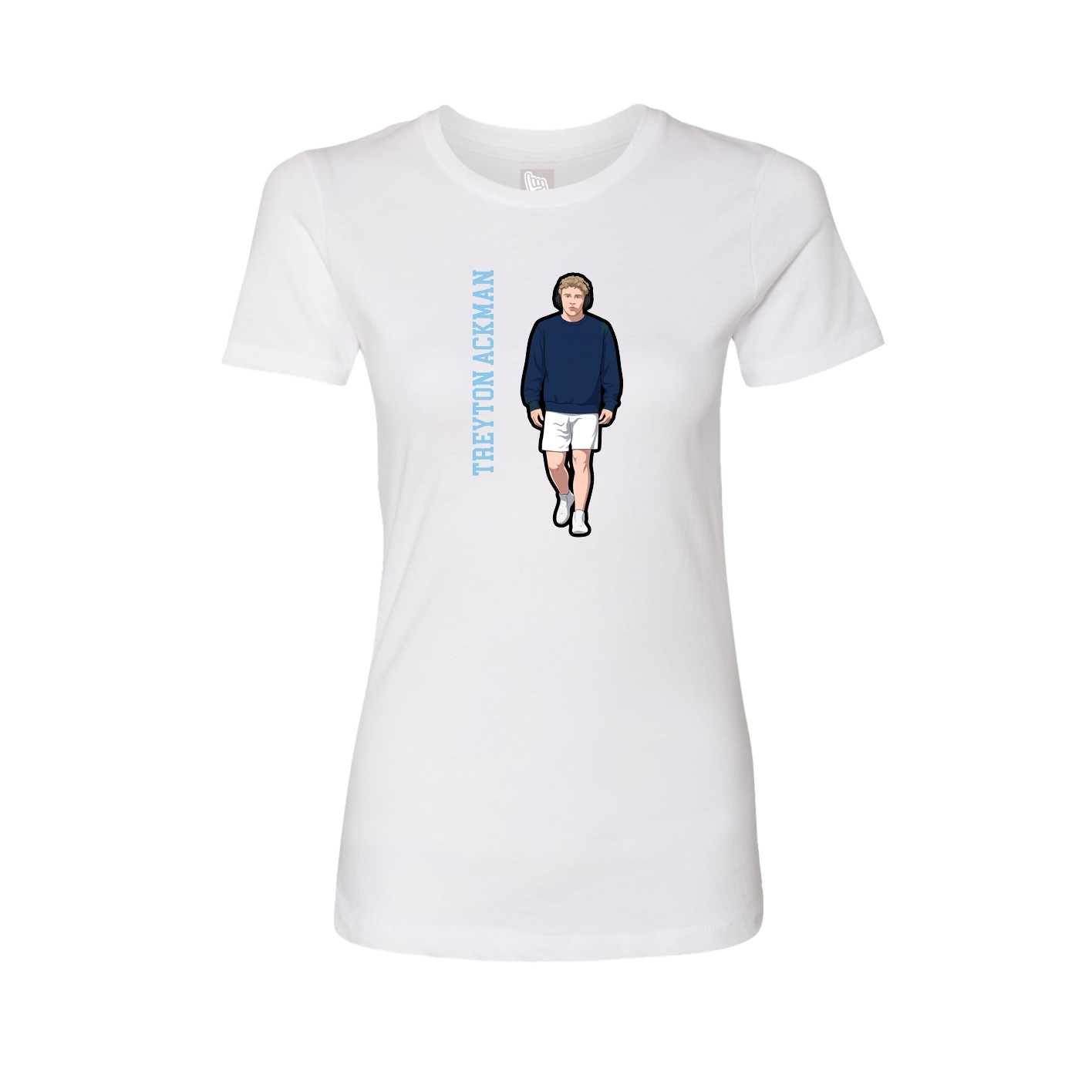 Fitted Women's Tee — Name Vertical in White