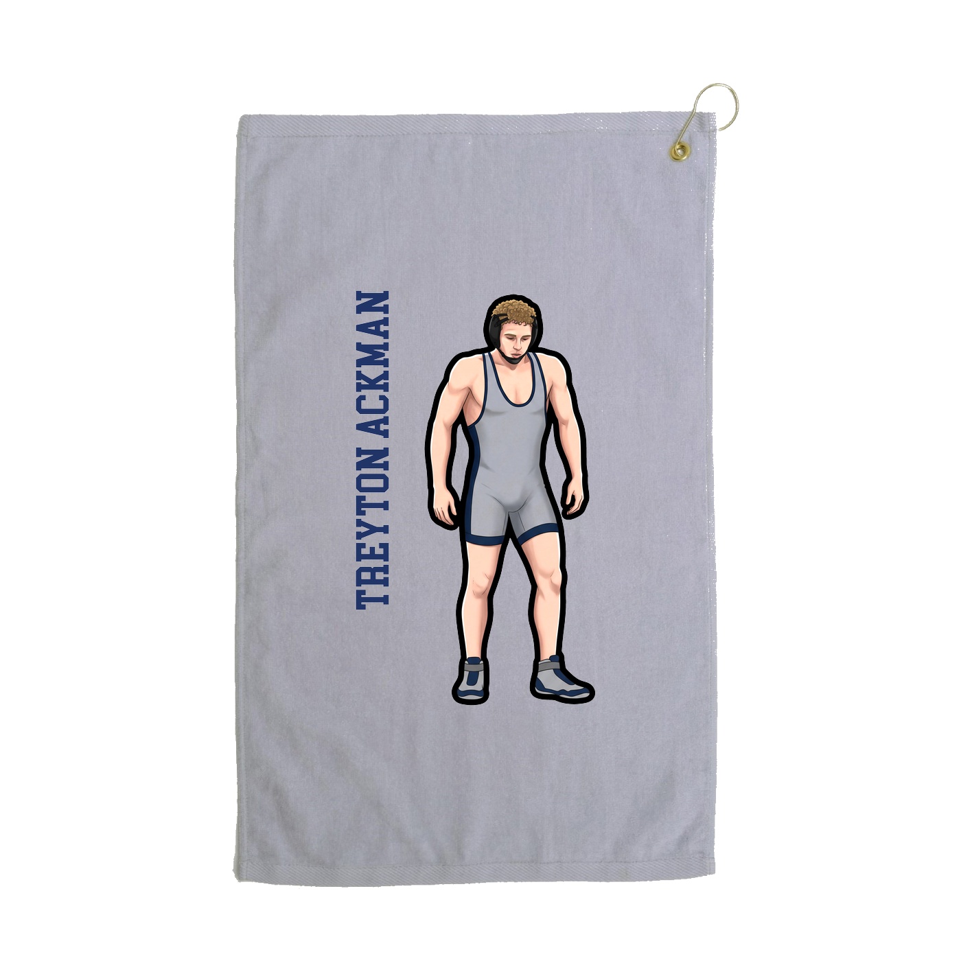 Golf Towel — Name Vertical in Grey