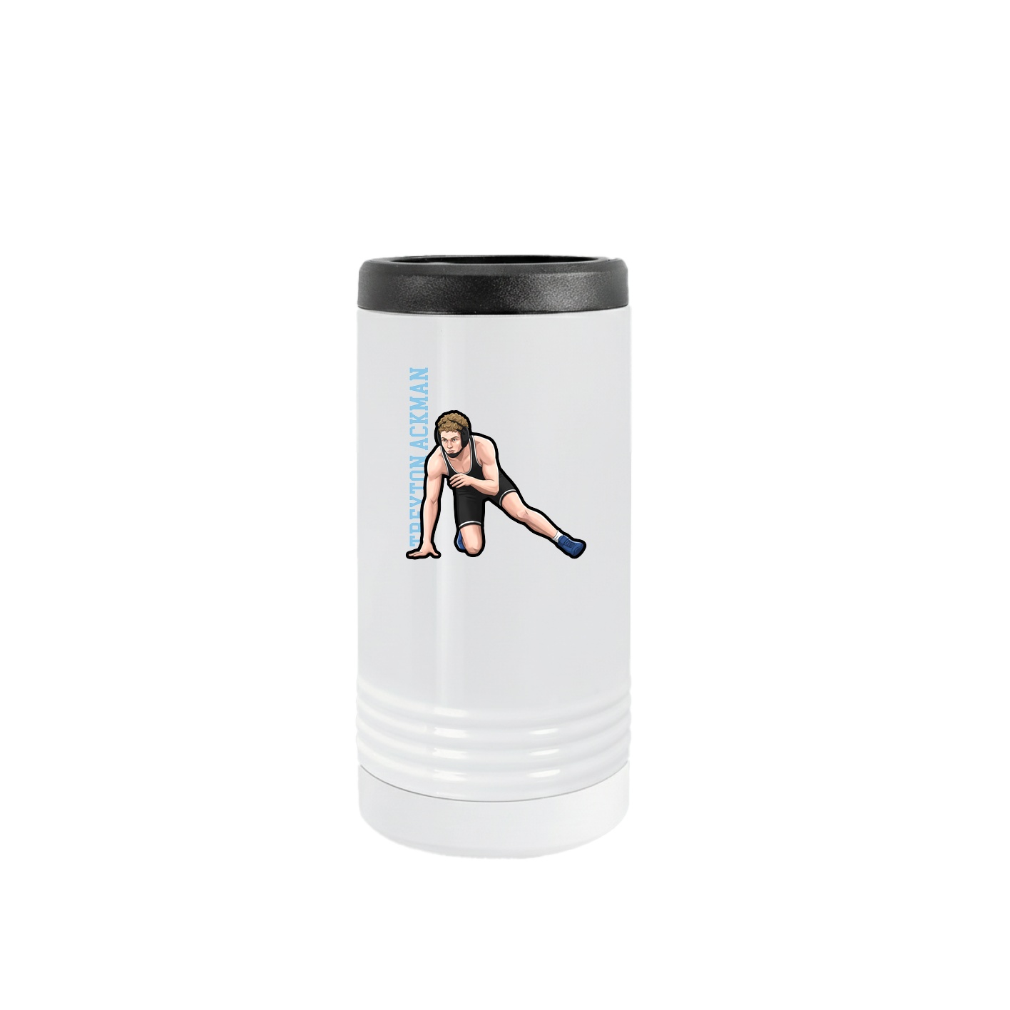 Slim Beverage Holder — Name Vertical in White