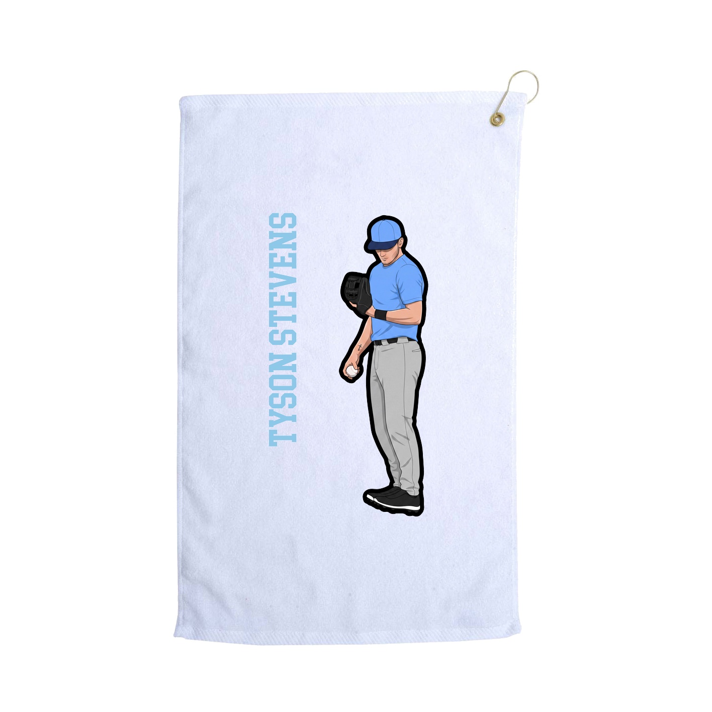 Golf Towel — Name Vertical in White