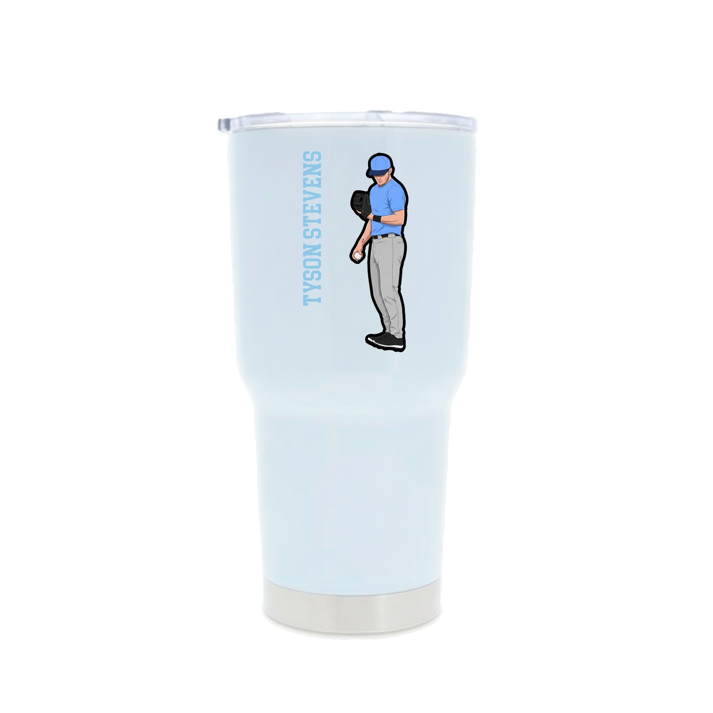 30oz Stainless Steel Tumbler — Name Vertical in White