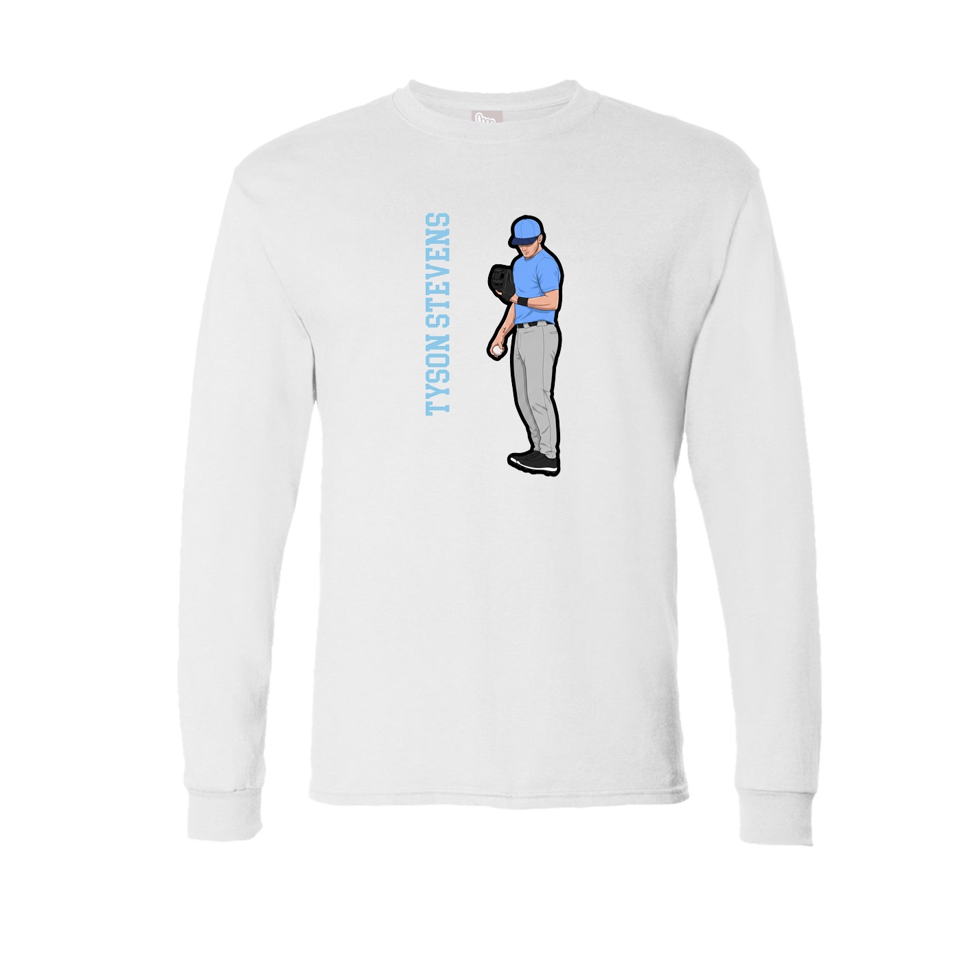 Long Sleeve Tee — Name Vertical in White