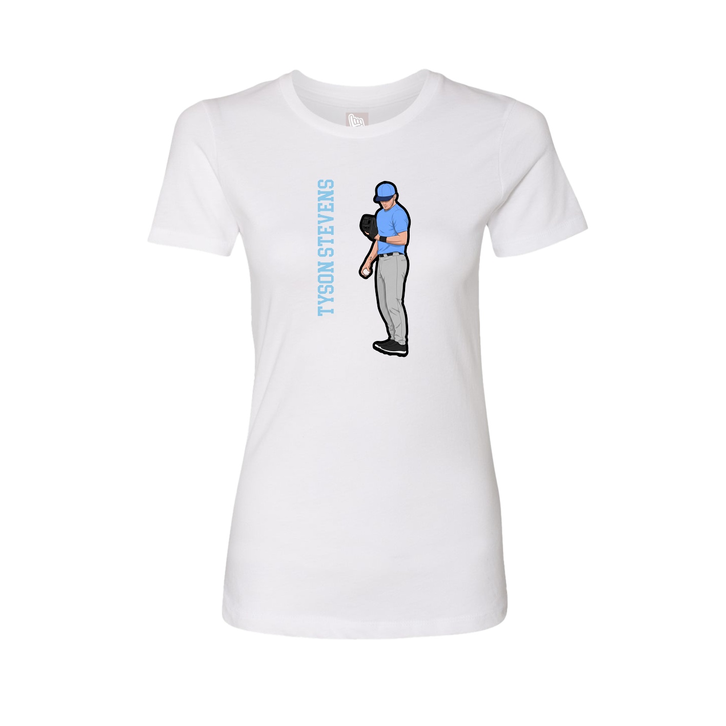 Fitted Women's Tee — Name Vertical in White