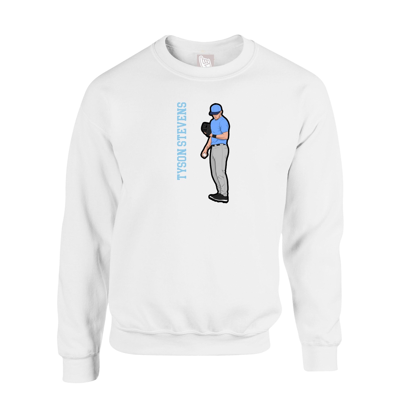 Fleece Crew — Name Vertical in White