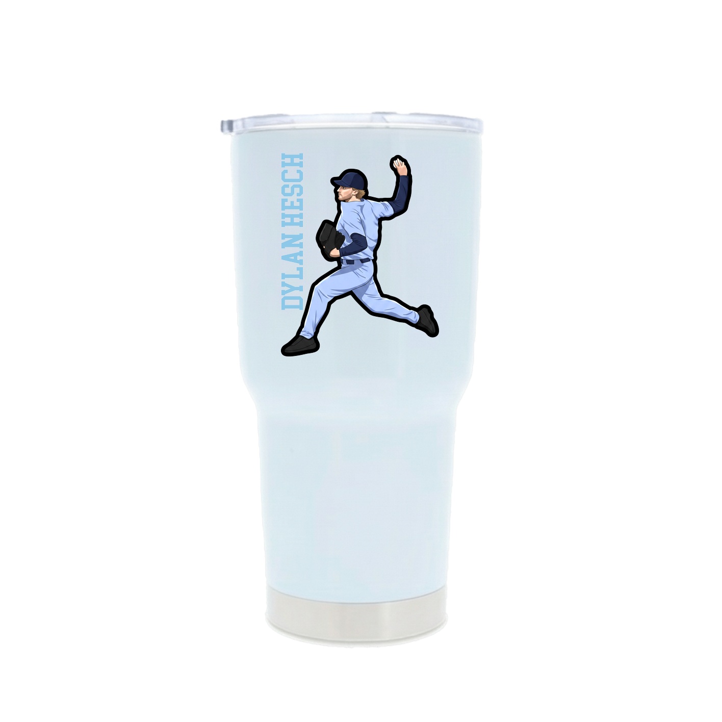 30oz Stainless Steel Tumbler — Name Vertical in White