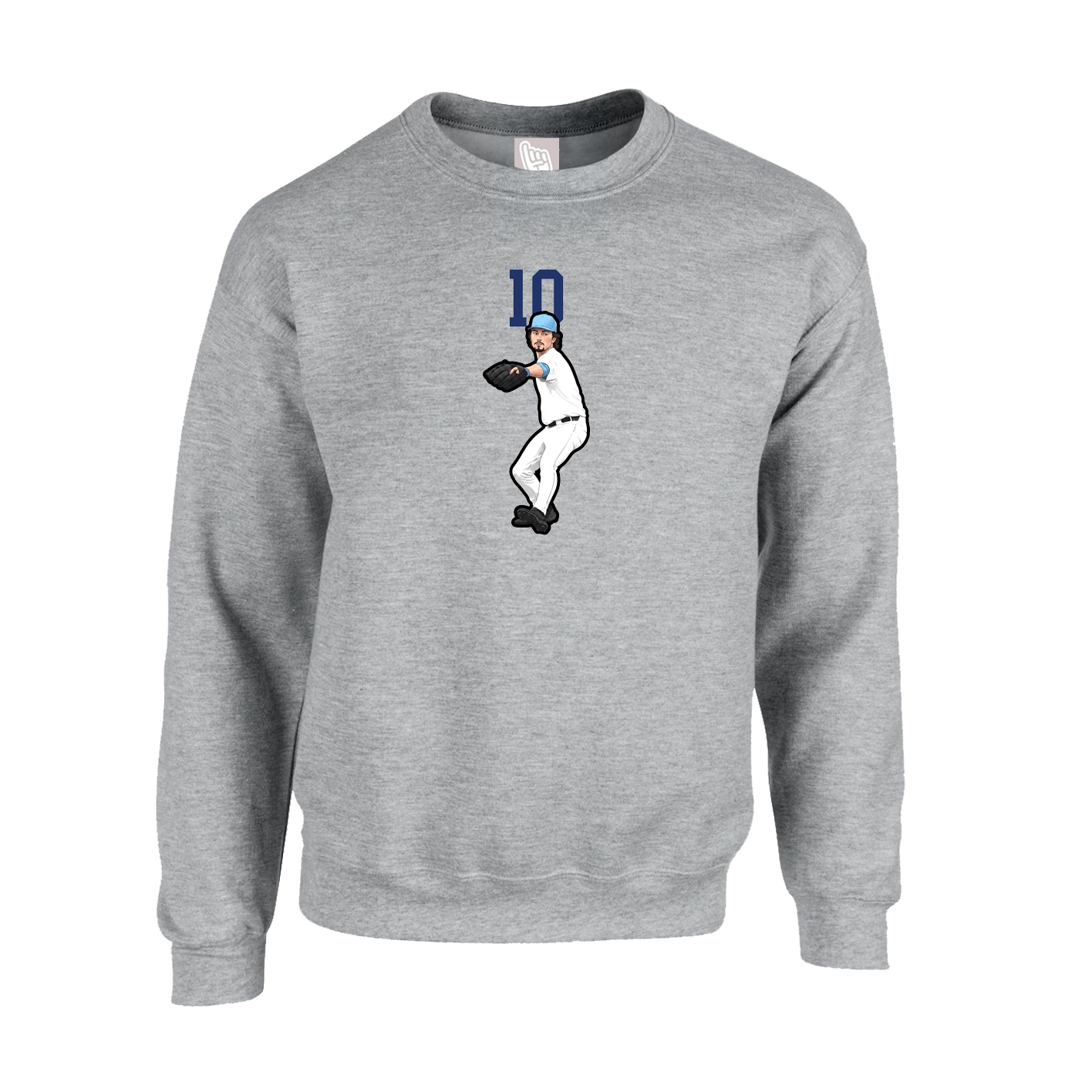 Fleece Crew — Number Top in Grey
