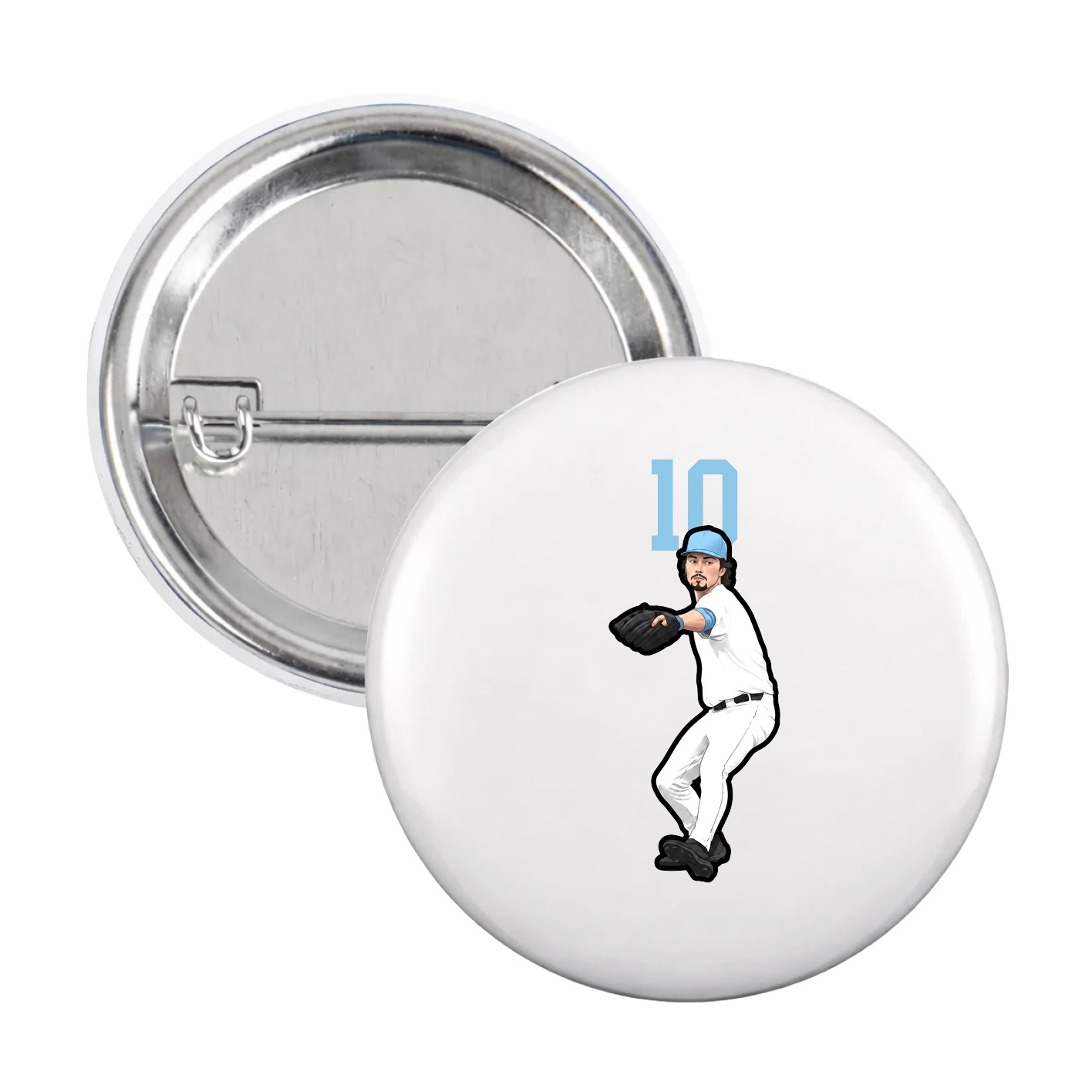 Game Day Button — Number Top in White