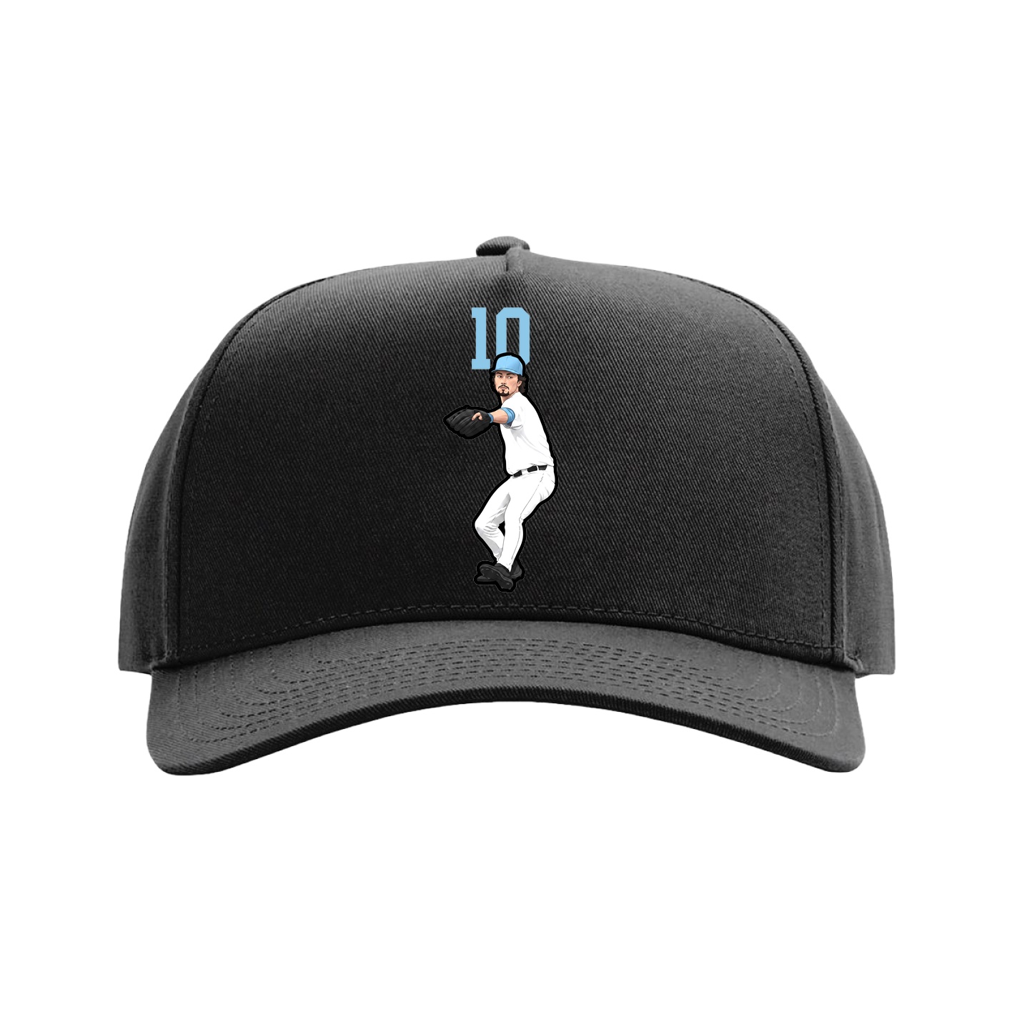 Full Fabric Five-Panel Champ Cap — Number Top in Black