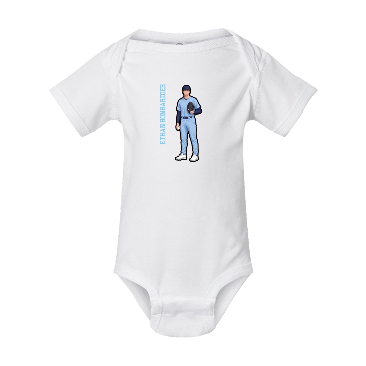 Baby Onesie — Name Vertical in White