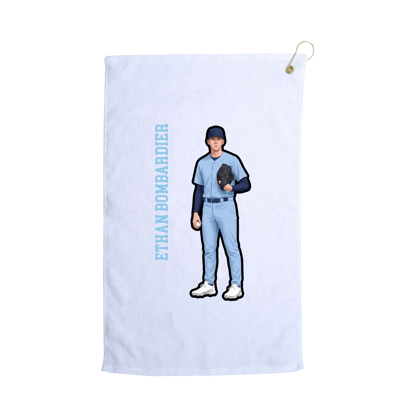 Golf Towel — Name Vertical in White