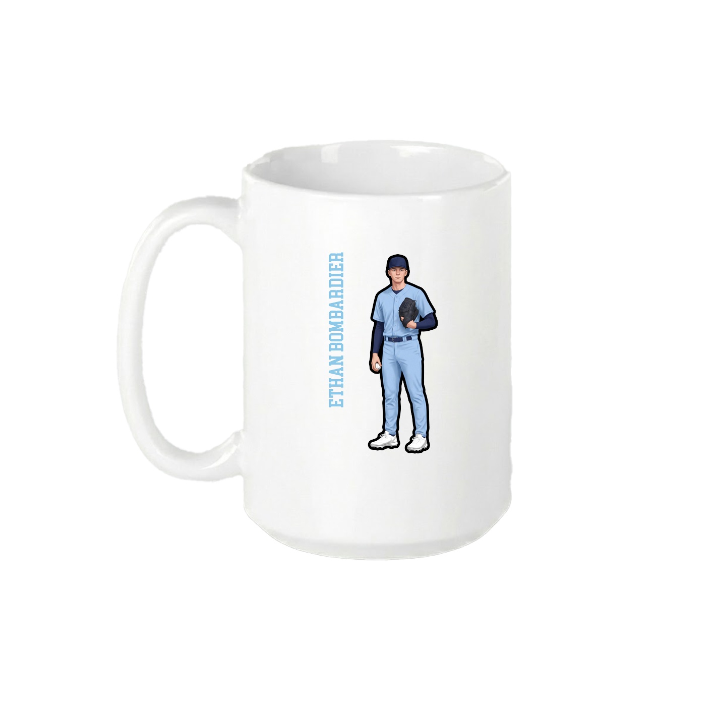 15oz Coffee Mug — Name Vertical in White