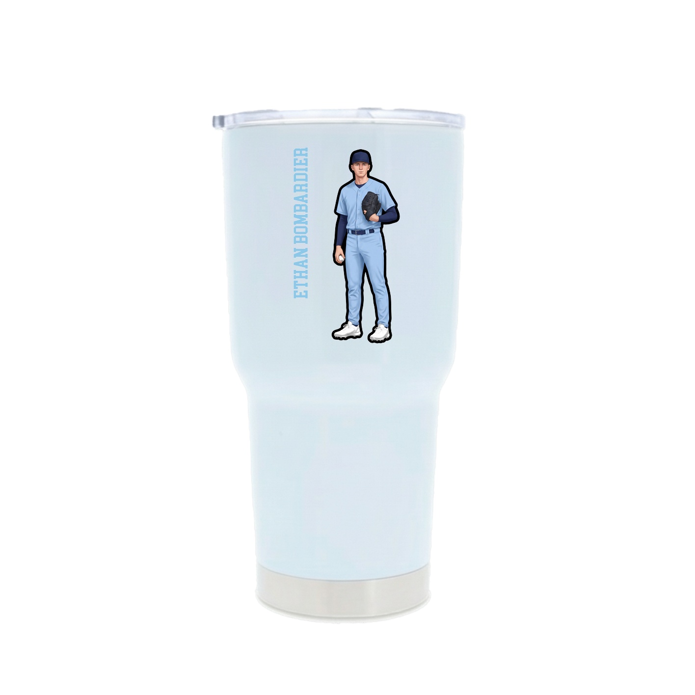 30oz Stainless Steel Tumbler — Name Vertical in White