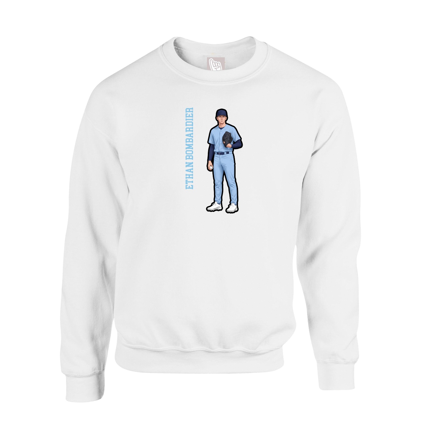 Fleece Crew — Name Vertical in White