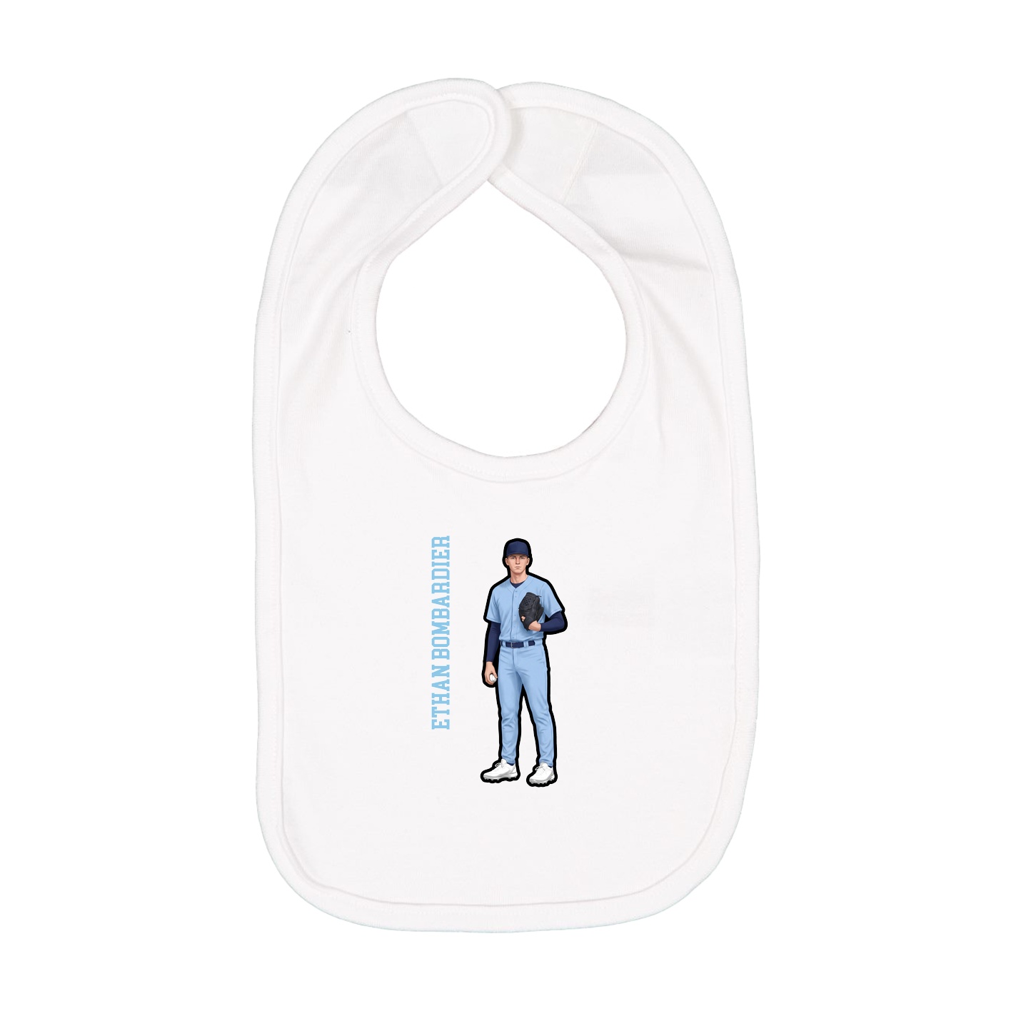 Infant Bib — Name Vertical in White