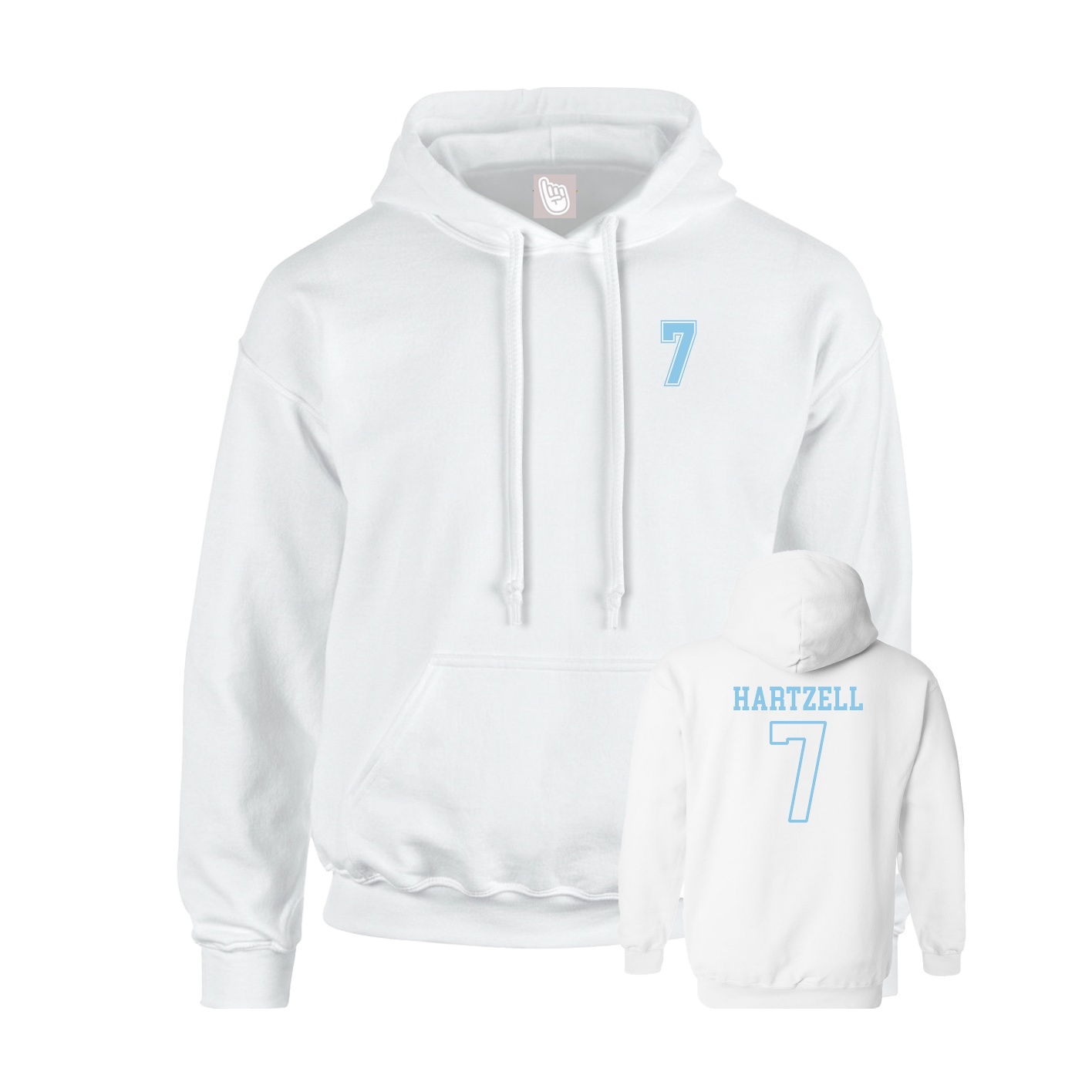 Youth Hoodie — Chest Back in White