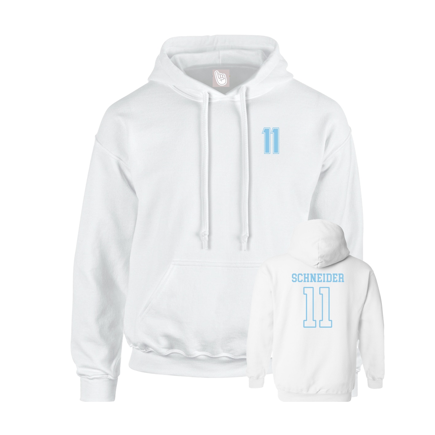 Youth Hoodie — Chest Back in White