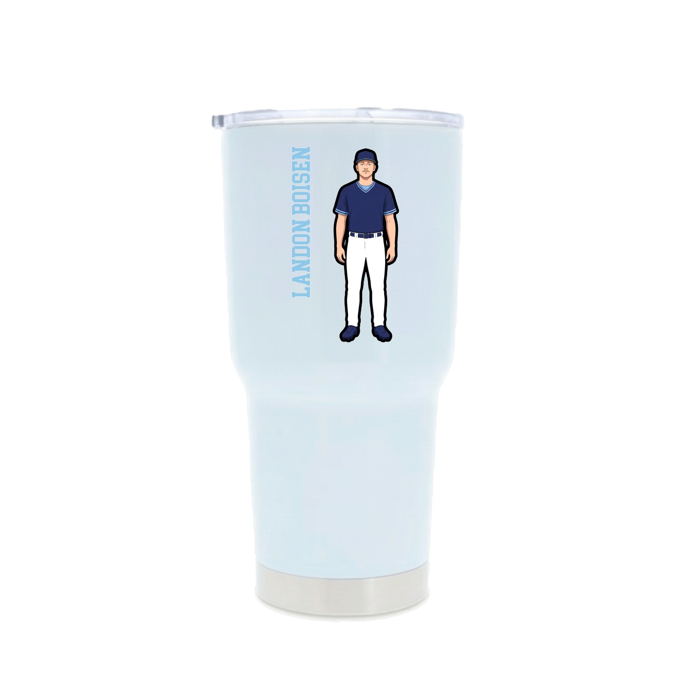 30oz Stainless Steel Tumbler — Name Vertical in White