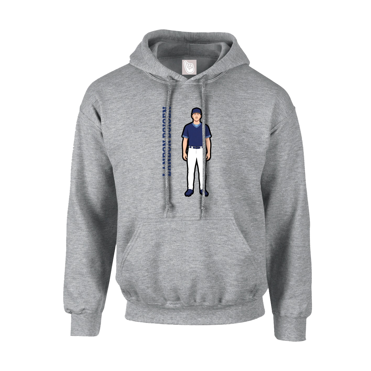 Youth Hoodie — Name Vertical in Grey