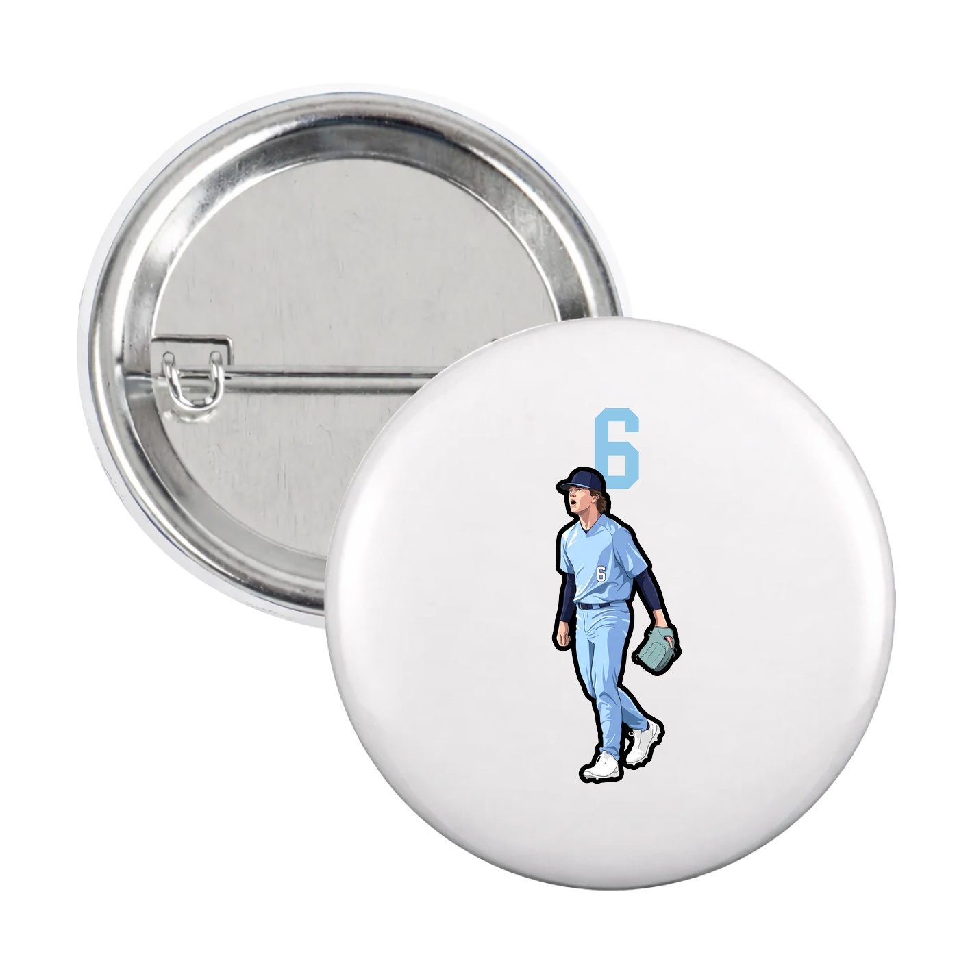 Game Day Button — Number Top in White