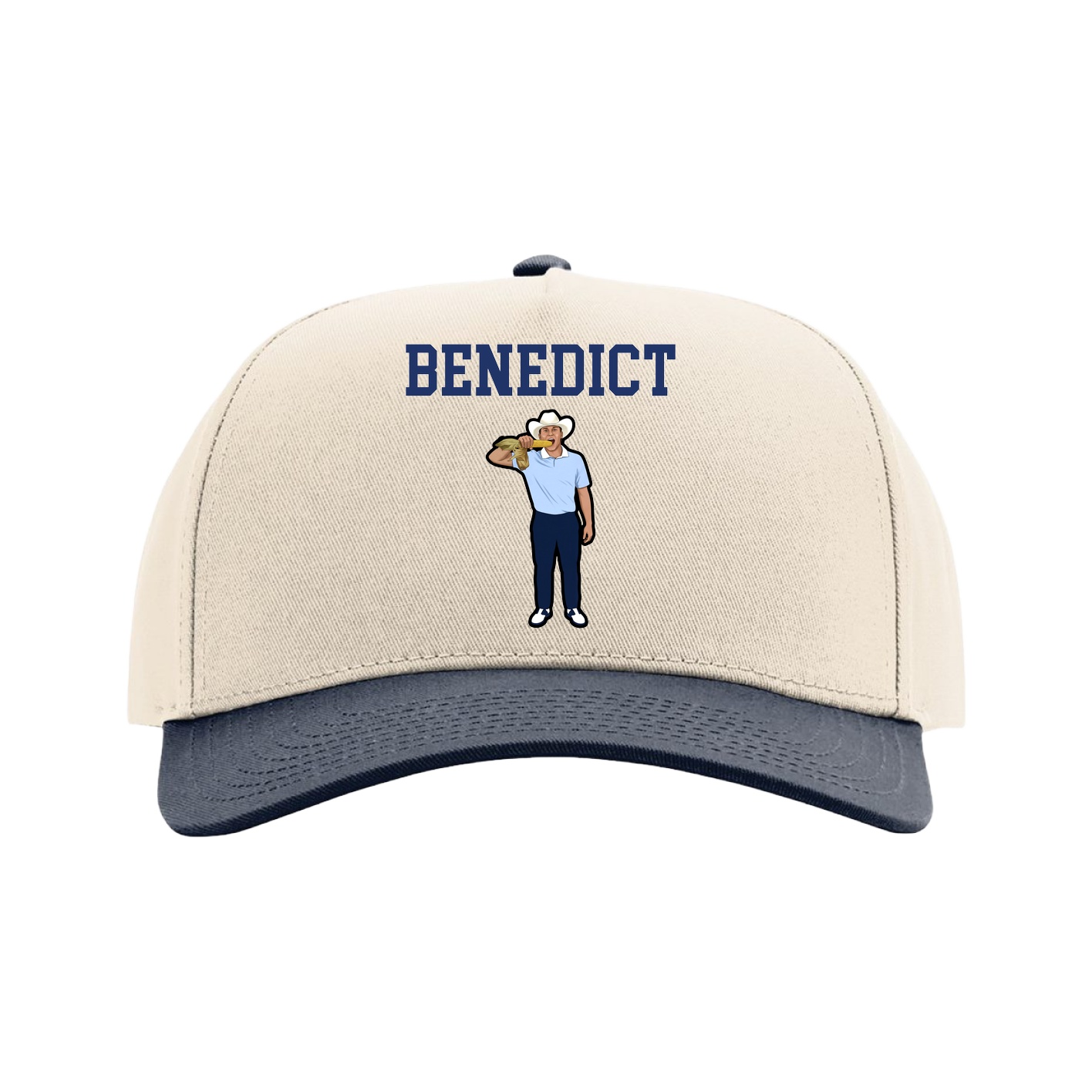 Full Fabric Five-Panel Champ Cap — Shirsey in Cream/Navy