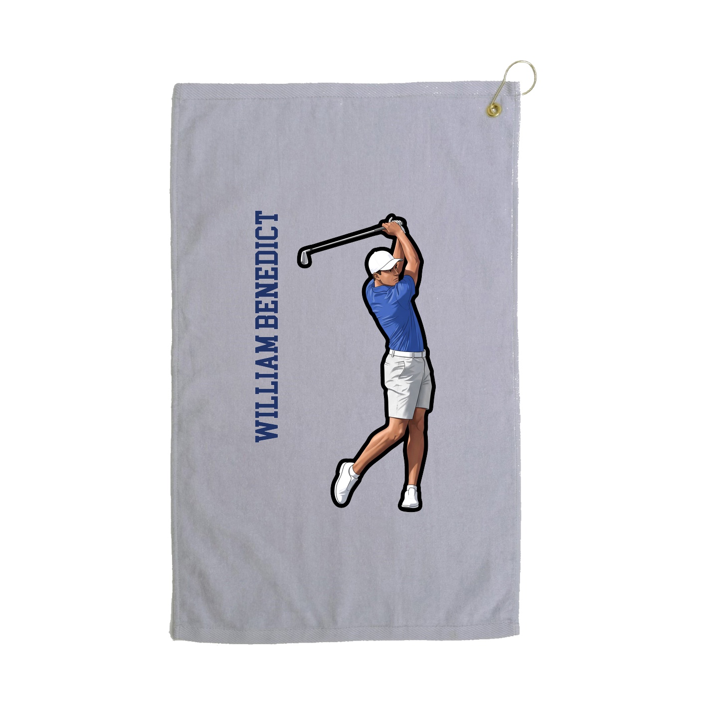 Golf Towel — Name Vertical in Grey