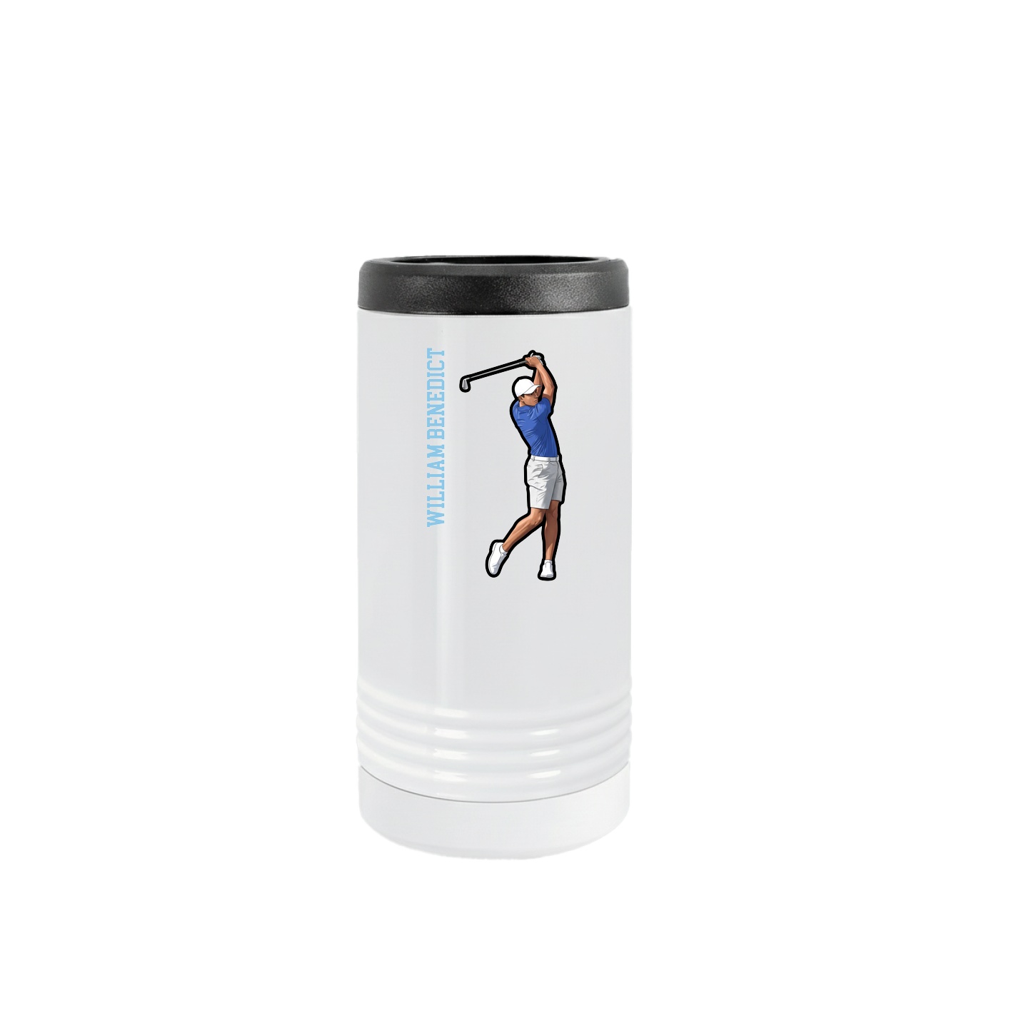 Slim Beverage Holder — Name Vertical in White