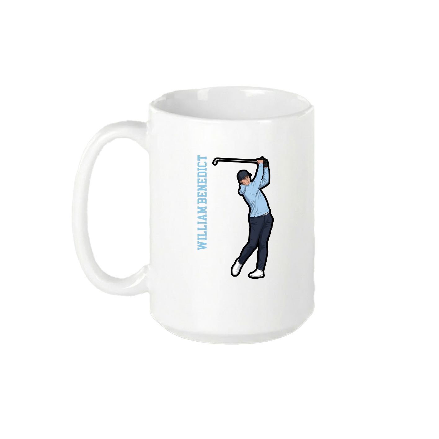 15oz Coffee Mug — Name Vertical in White