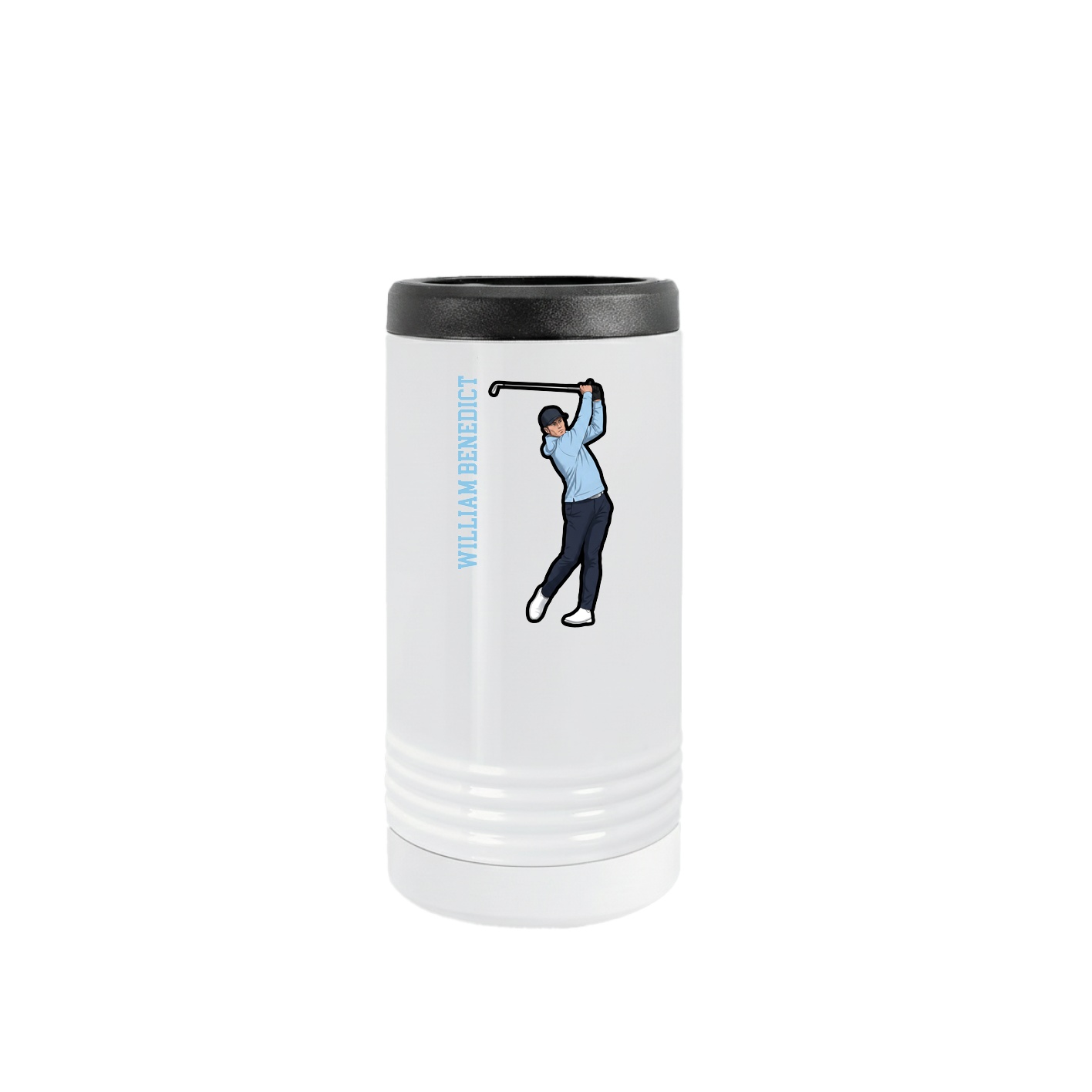 Slim Beverage Holder — Name Vertical in White