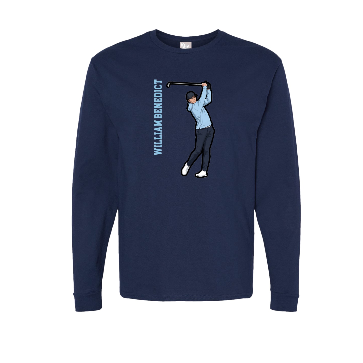 Long Sleeve Tee — Name Vertical in Navy