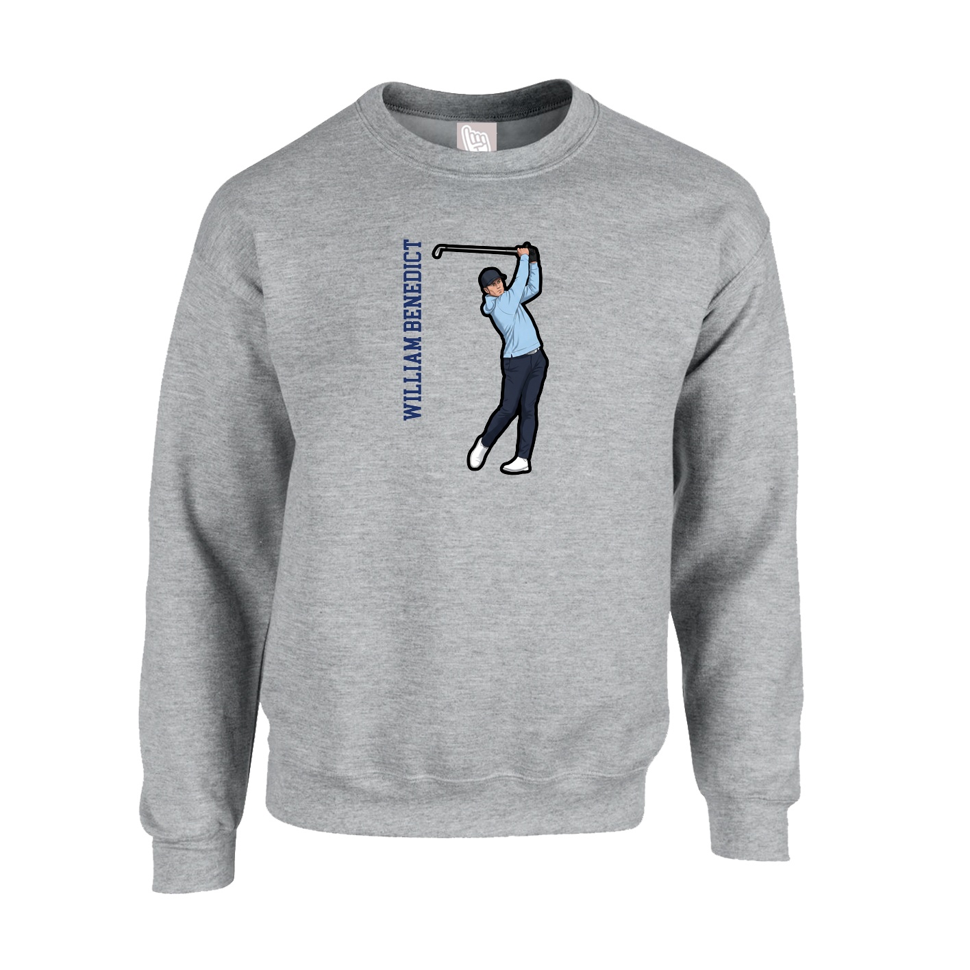Fleece Crew — Name Vertical in Grey