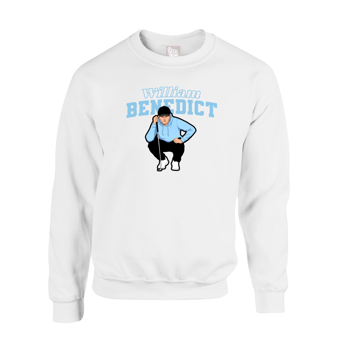 Fleece Crew — Name Arch in White