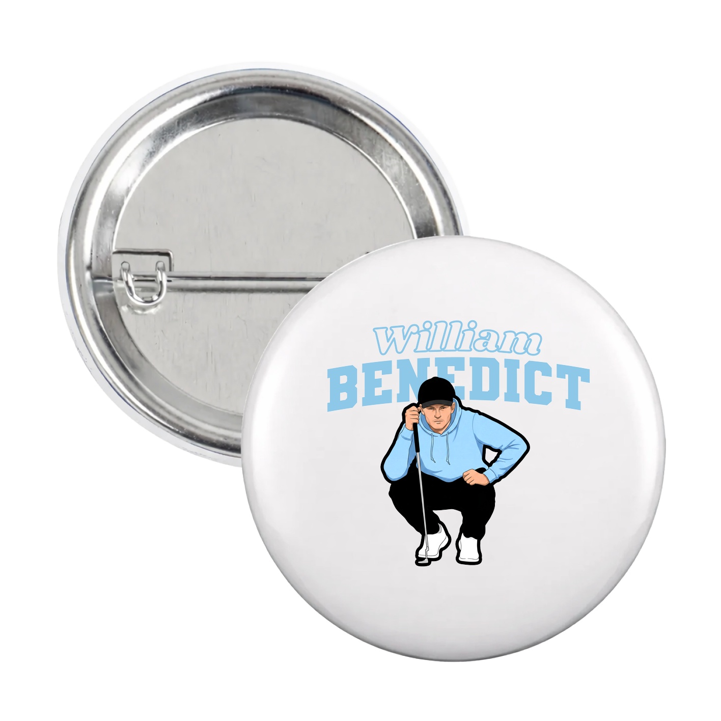 Game Day Button — Name Arch in White