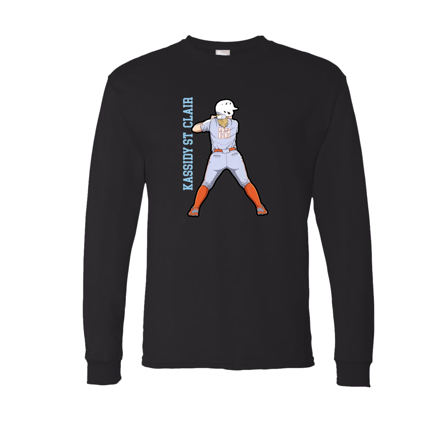 Long Sleeve Tee — Name Vertical in Black