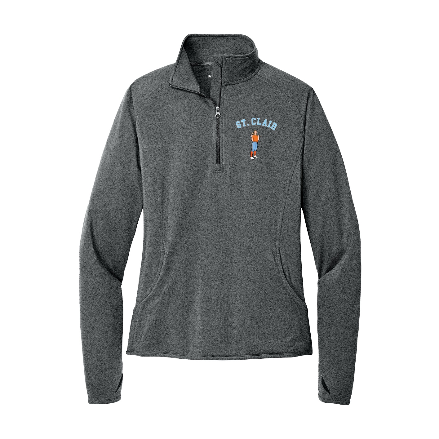 Women's Q-Zip Pullover — Shirsey Arch in Grey