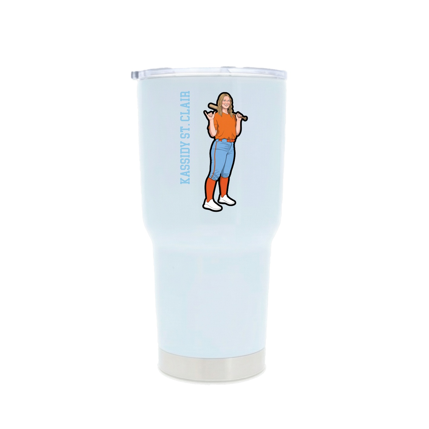 30oz Stainless Steel Tumbler — Name Vertical in White