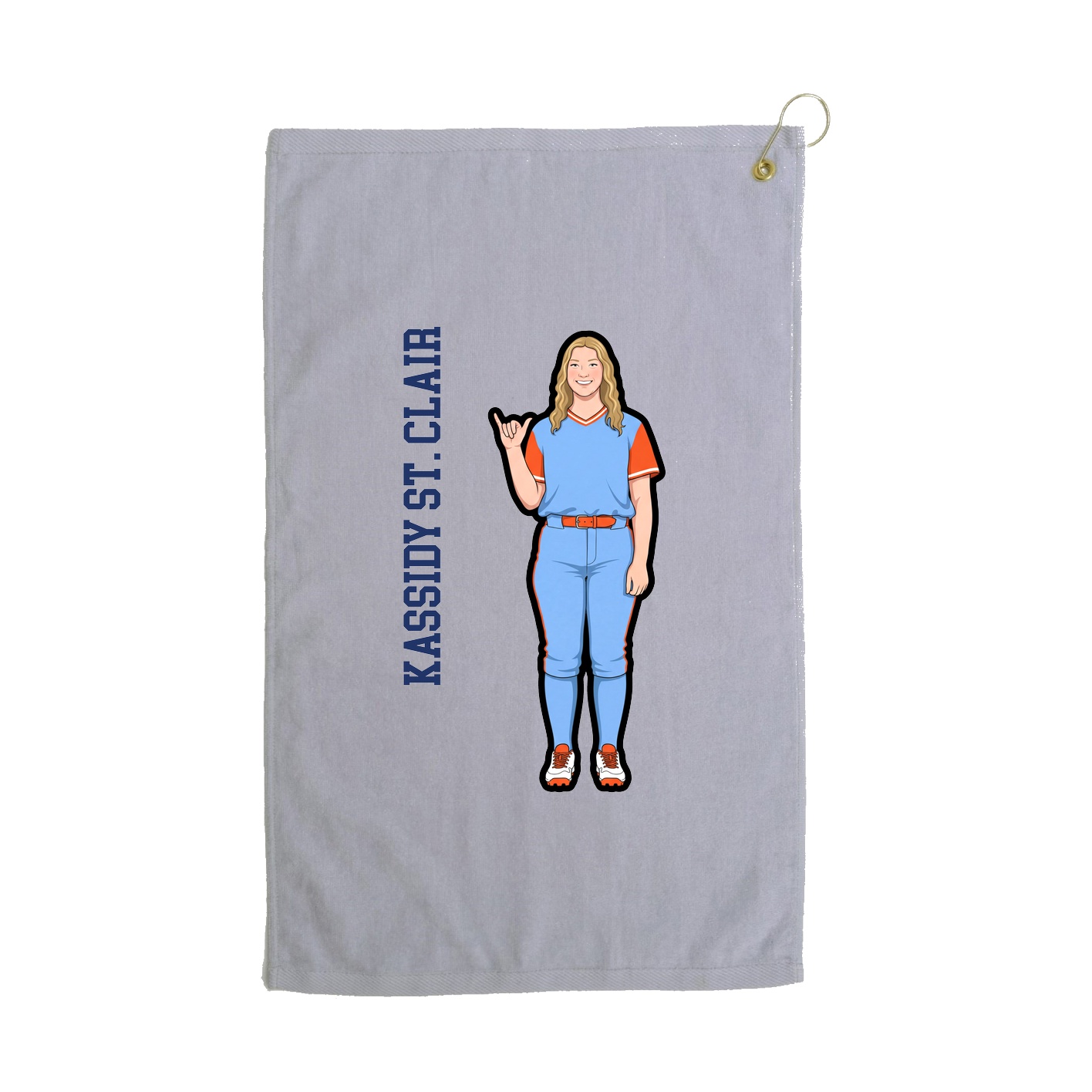 Golf Towel — Name Vertical in Grey