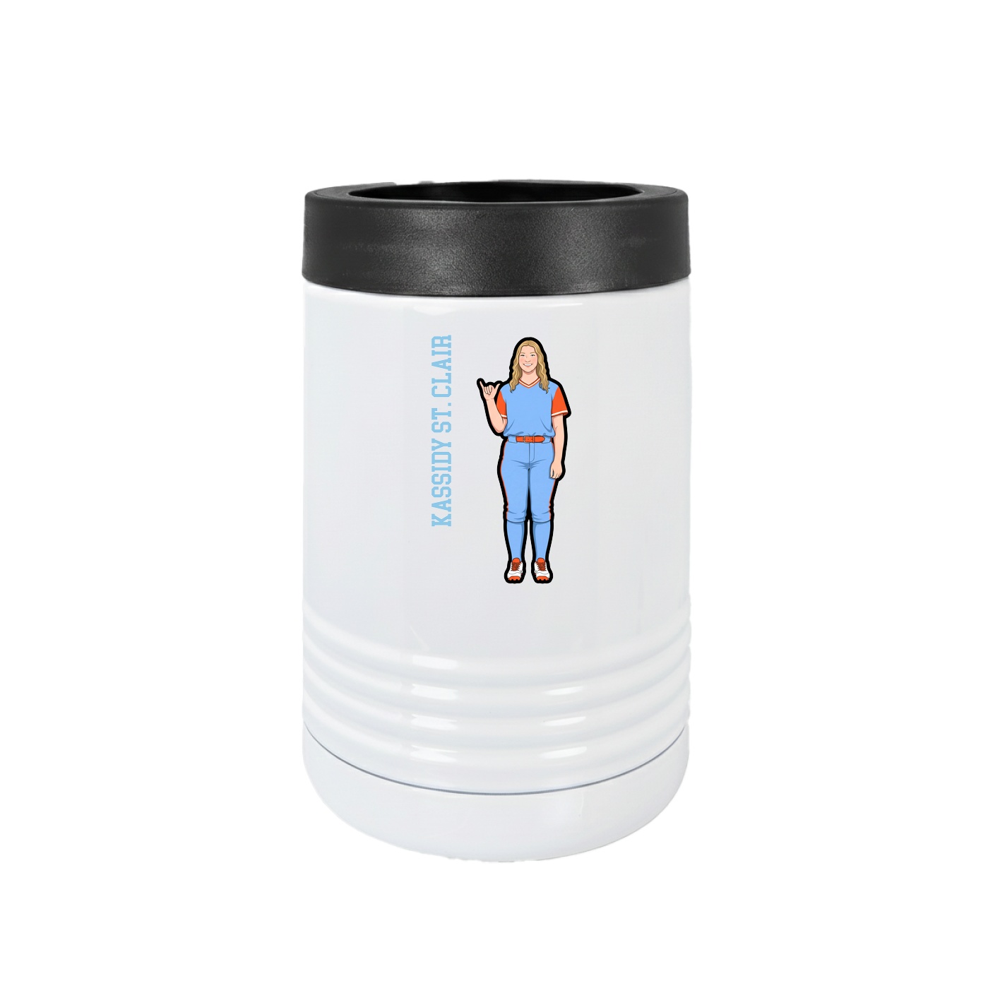 Beverage Holder — Name Vertical in White