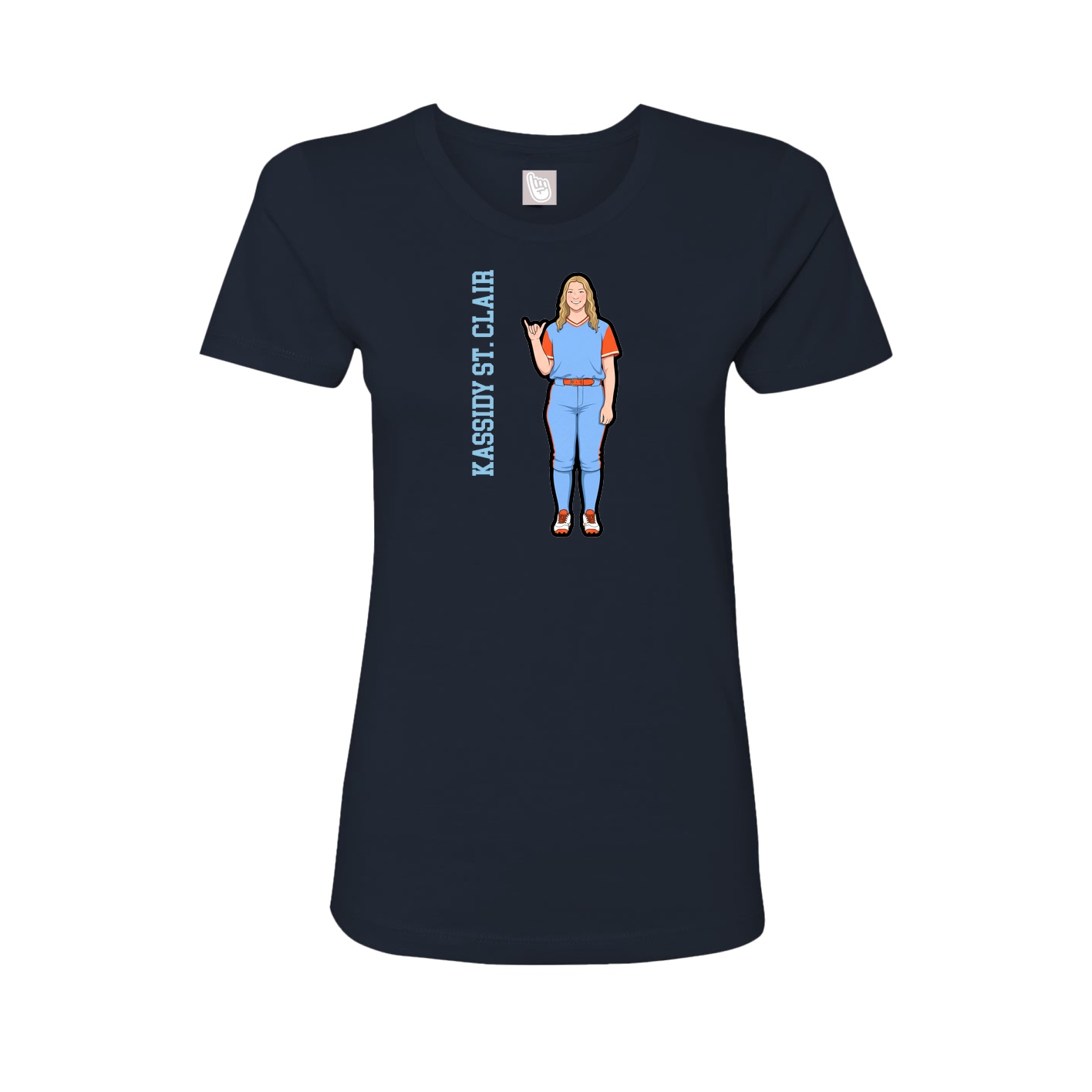 Fitted Women's Tee — Name Vertical in Navy
