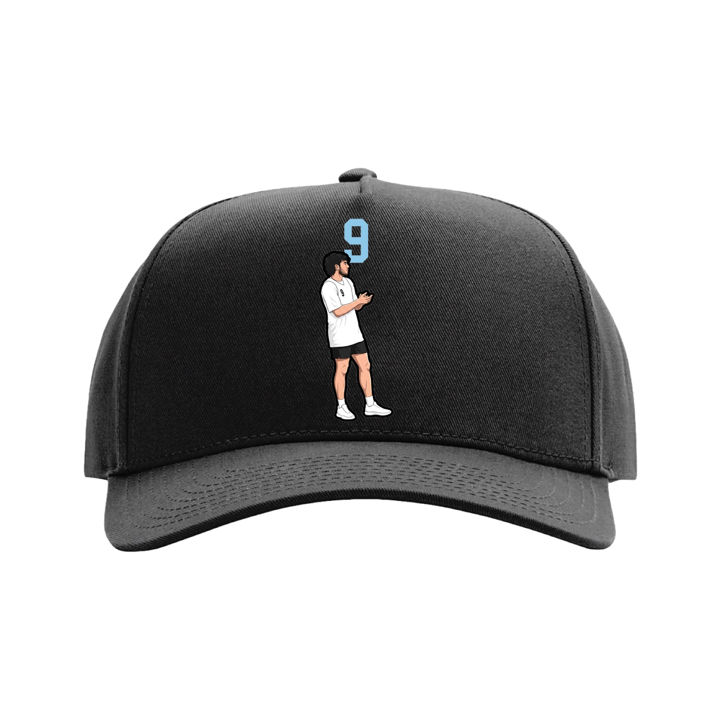 Full Fabric Five-Panel Champ Cap — Number Top in Black